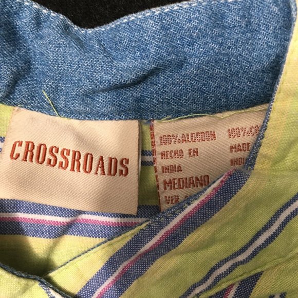 #NN Crossroads Button Up Shirt Mens Medium Vertical Striped Long Sleeve Regular - Picture 7 of 7